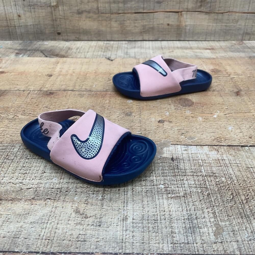 Nike Sandals Girl Toddler Size 8C 25 Pink Slide Strap Cushioned Logo DB3297-600